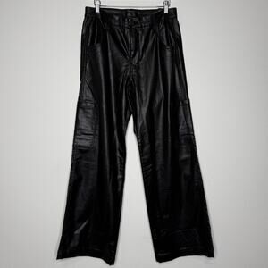KUT From The Kloth Jodi Fab Ab Faux Leather Cargo Wide Leg Pants NWT 8